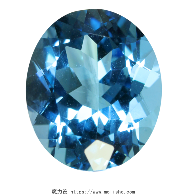 椭圆形蓝色钻石宝石首饰设计素材